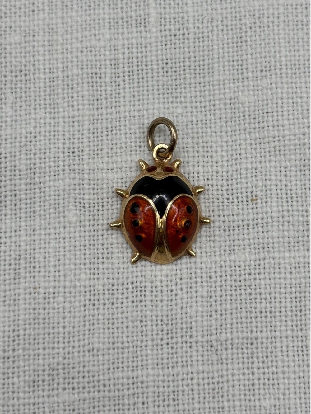 Vintage 14k Gold and Enamel Ladybug Charm